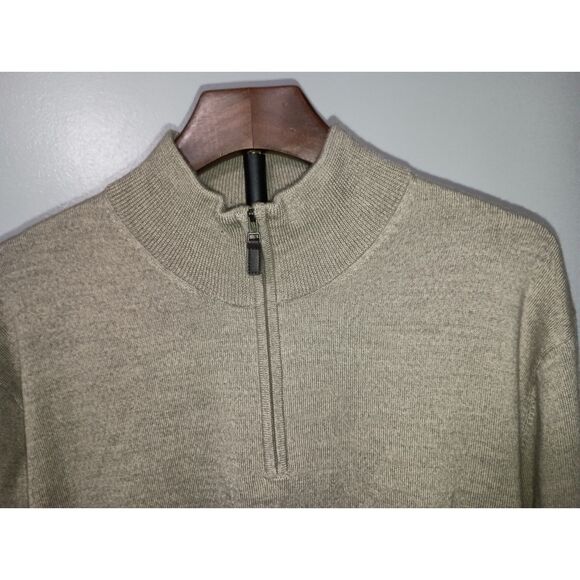 JOS A. Bank, Signature Collection, Beige 1/4 Inch Zipper Wool Sweater, Men's XL - Picture 3 of 5